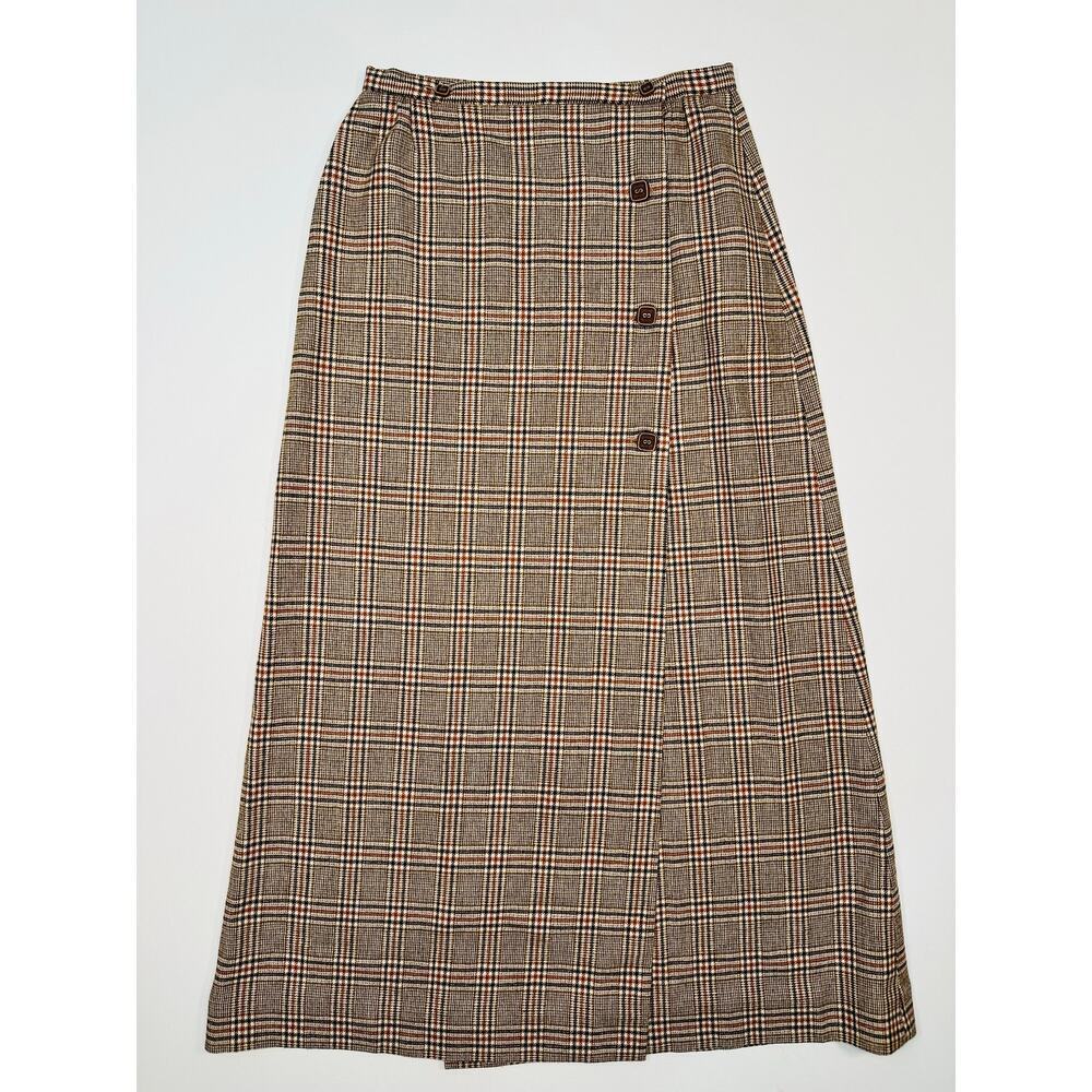 Vintage 1970’s Handmade Plaid Tweed Maxi Length Wrap Skirt